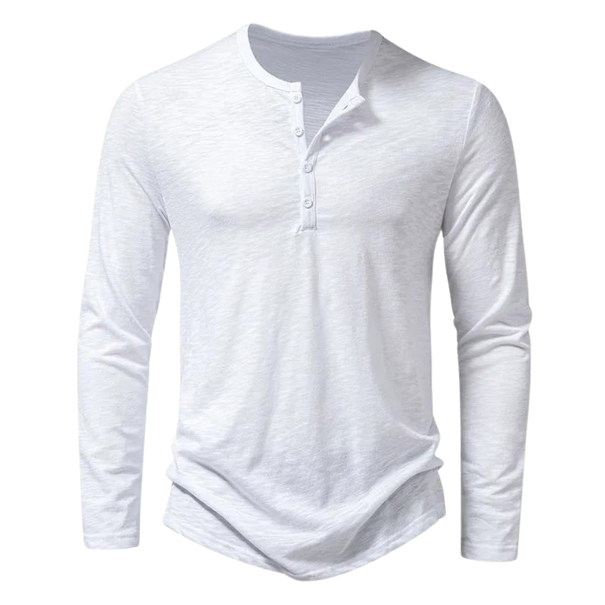 Long Sleeve Henley Shirt with Relaxed Fit and Button-Front - Image 3