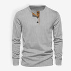 Long Sleeve Henley Shirt with Relaxed Fit and Button-Front - Image 4