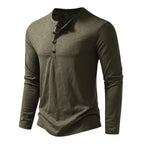 Long Sleeve Henley Shirt with Relaxed Fit and Button-Front - Image 4