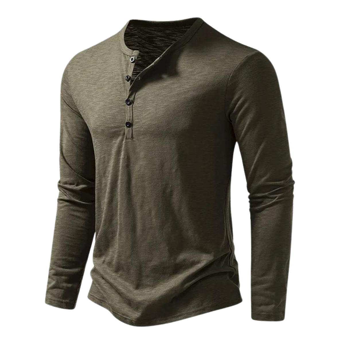 Long Sleeve Henley Shirt with Relaxed Fit and Button-Front - Image 4