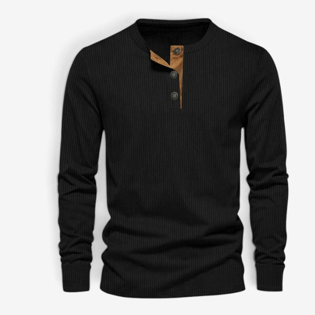 Long Sleeve Henley Shirt with Relaxed Fit and Button-Front - Image 5