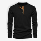 Long Sleeve Henley Shirt with Relaxed Fit and Button-Front - Image 5