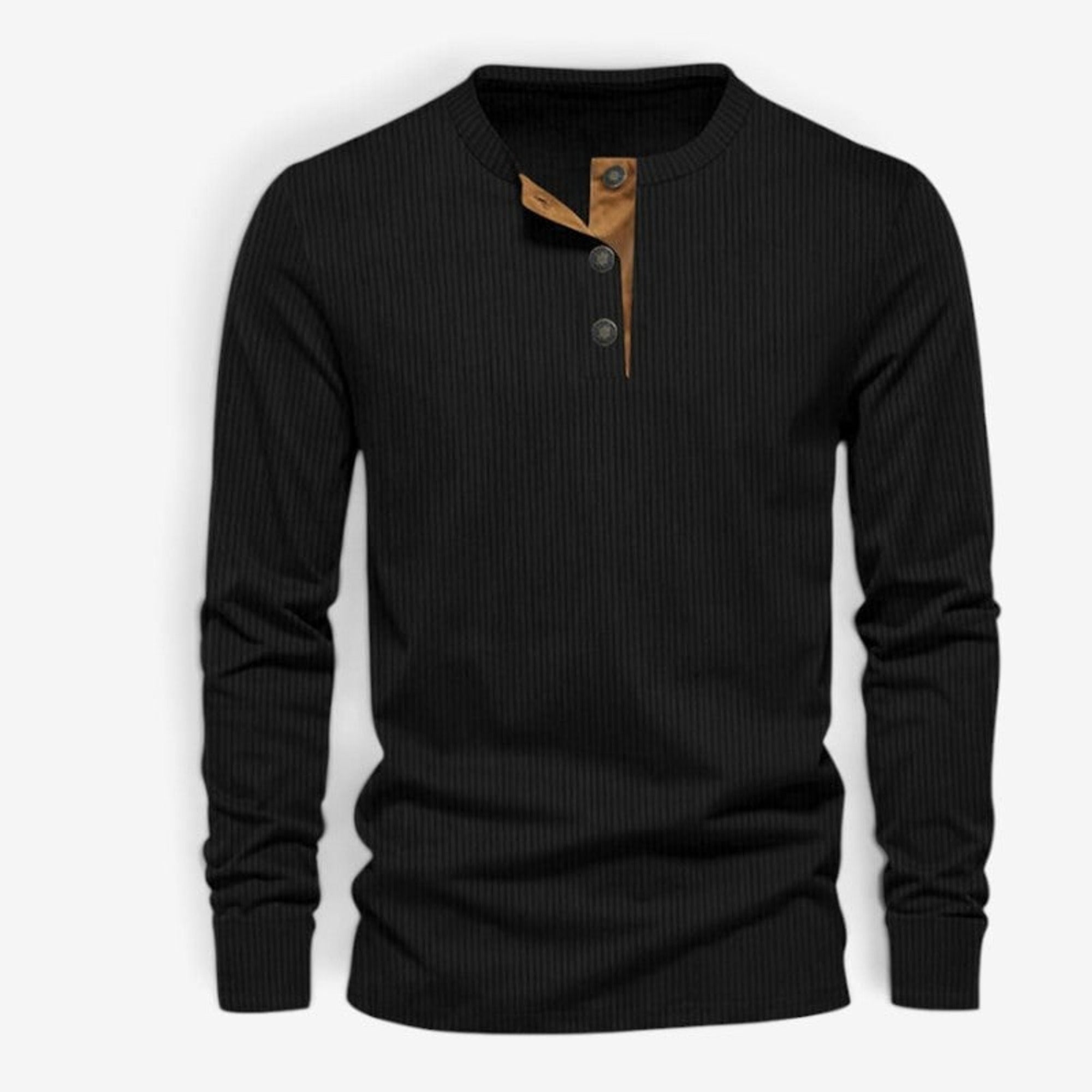 Long Sleeve Henley Shirt with Relaxed Fit and Button-Front - Image 5