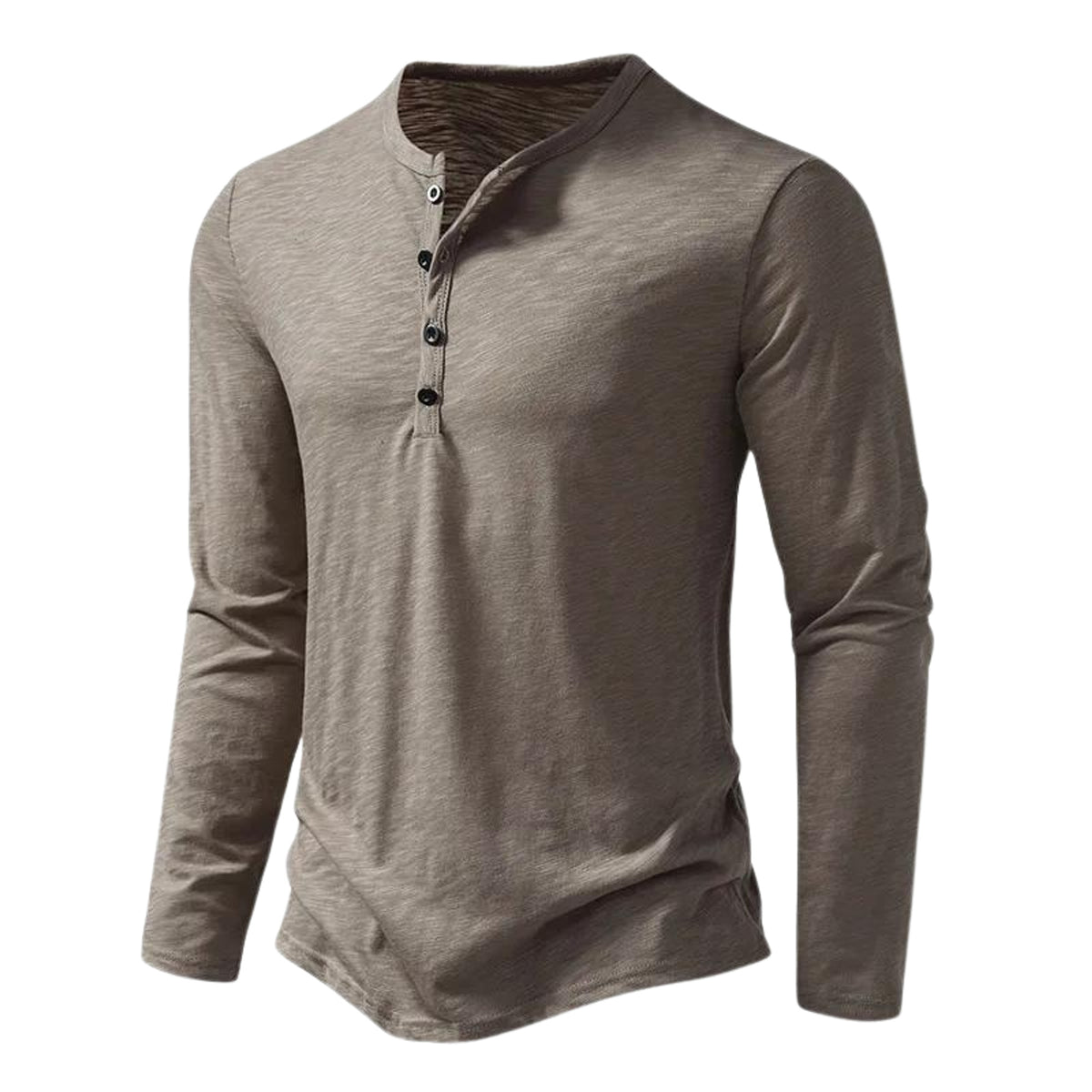 Long Sleeve Henley Shirt with Relaxed Fit and Button-Front - Image 5