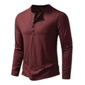 Long Sleeve Henley Shirt with Relaxed Fit and Button-Front - Image 6