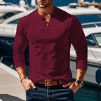 Long Sleeve Henley Shirt with Relaxed Fit and Button-Front - Image 8