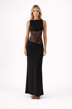 NOVA | Women’s Elegant Maxi Dress with Lace Panel – Sleeveless Fitted Evening & Wedding Guest Dress UK