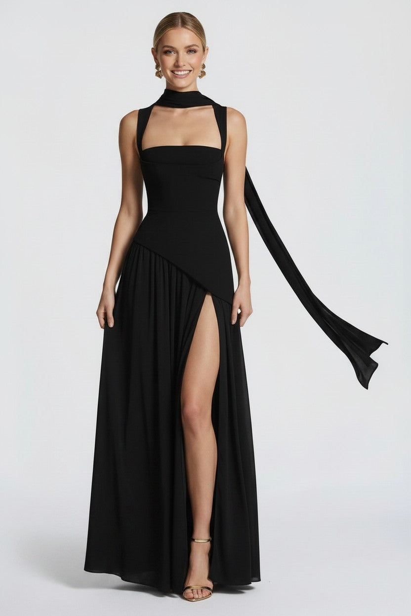 NOVA | Women’s Bodycon Maxi Dress – Sleeveless Split Evening Dress