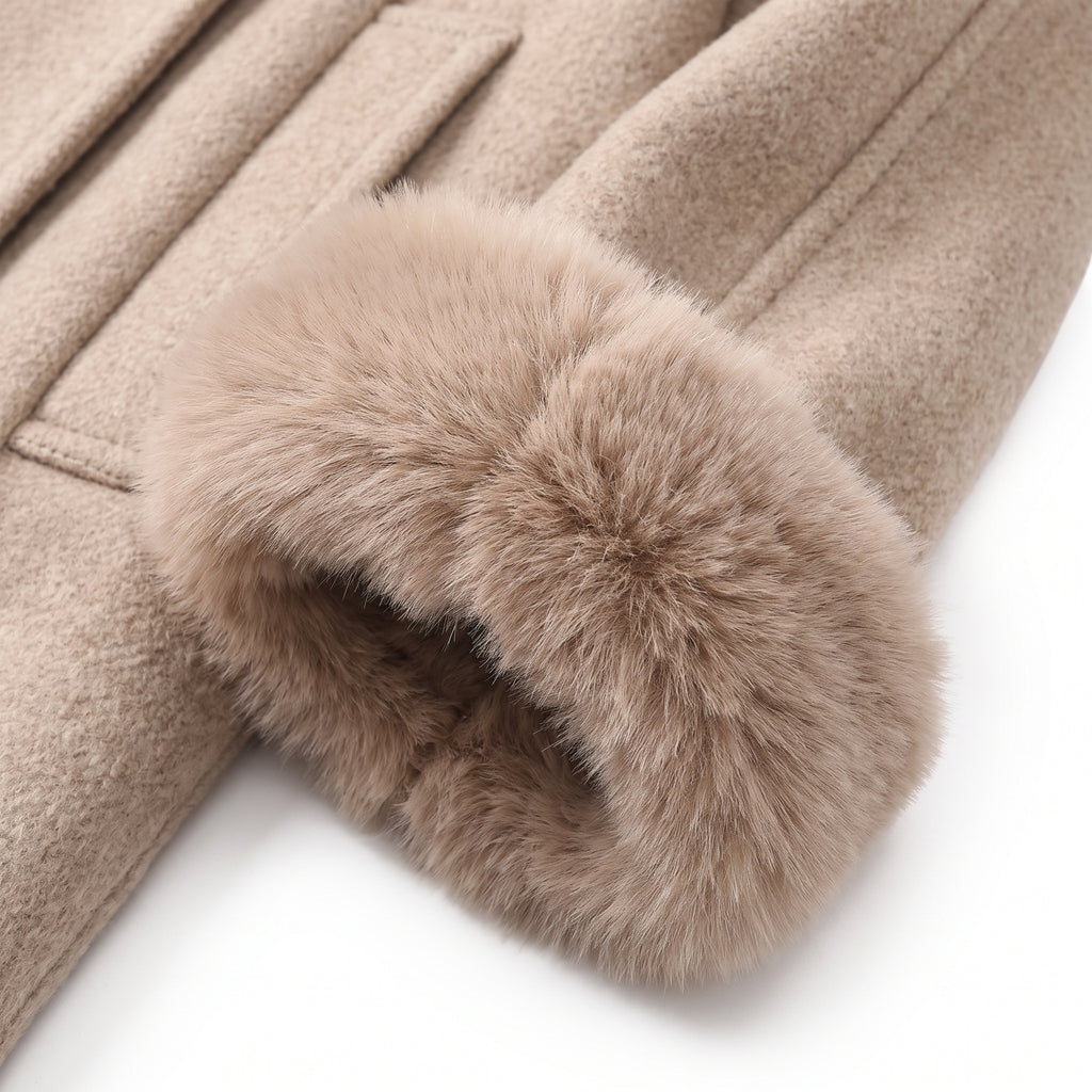 Longline Coat with Flattering Relaxed Fit and Cuffs - detail
