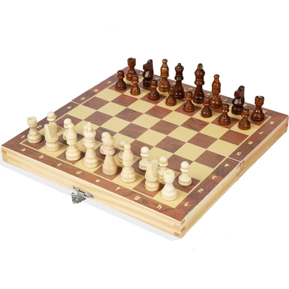 Magnetic Folding Chess Board With Solid Wood Pieces Travel Chess Set - Image 6