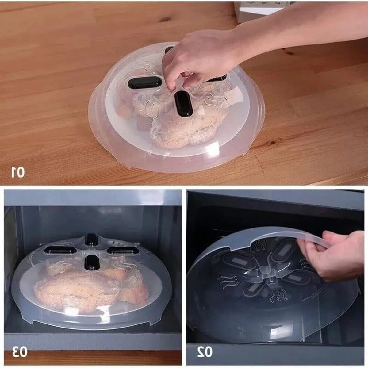Magnetic Microwave Splatter Cover With Steam Vents For Even Heating And Easy Storage - Image 3