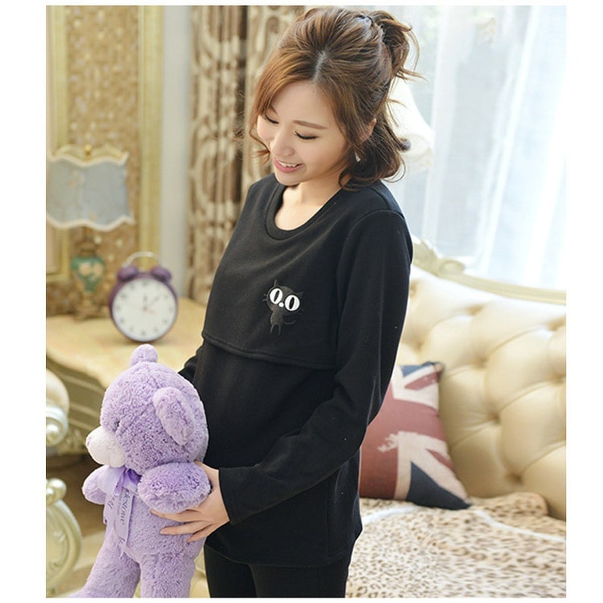 Maternity Thermal Set with Long Sleeve Underwear and Round Neck - Image 5