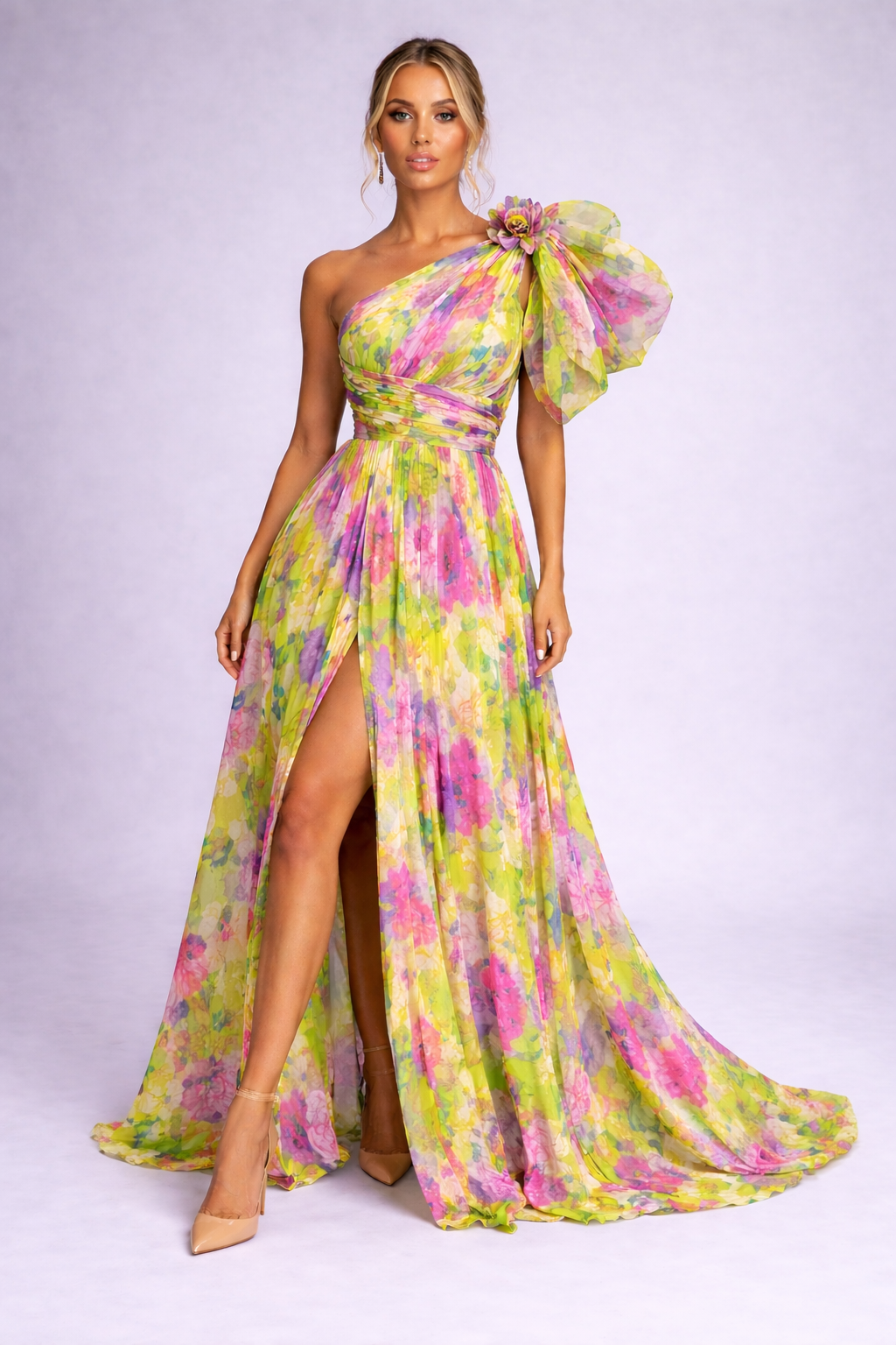 NOVA | Women’s Floral One Shoulder Maxi Dress – Flowy Spring Maxi Dress