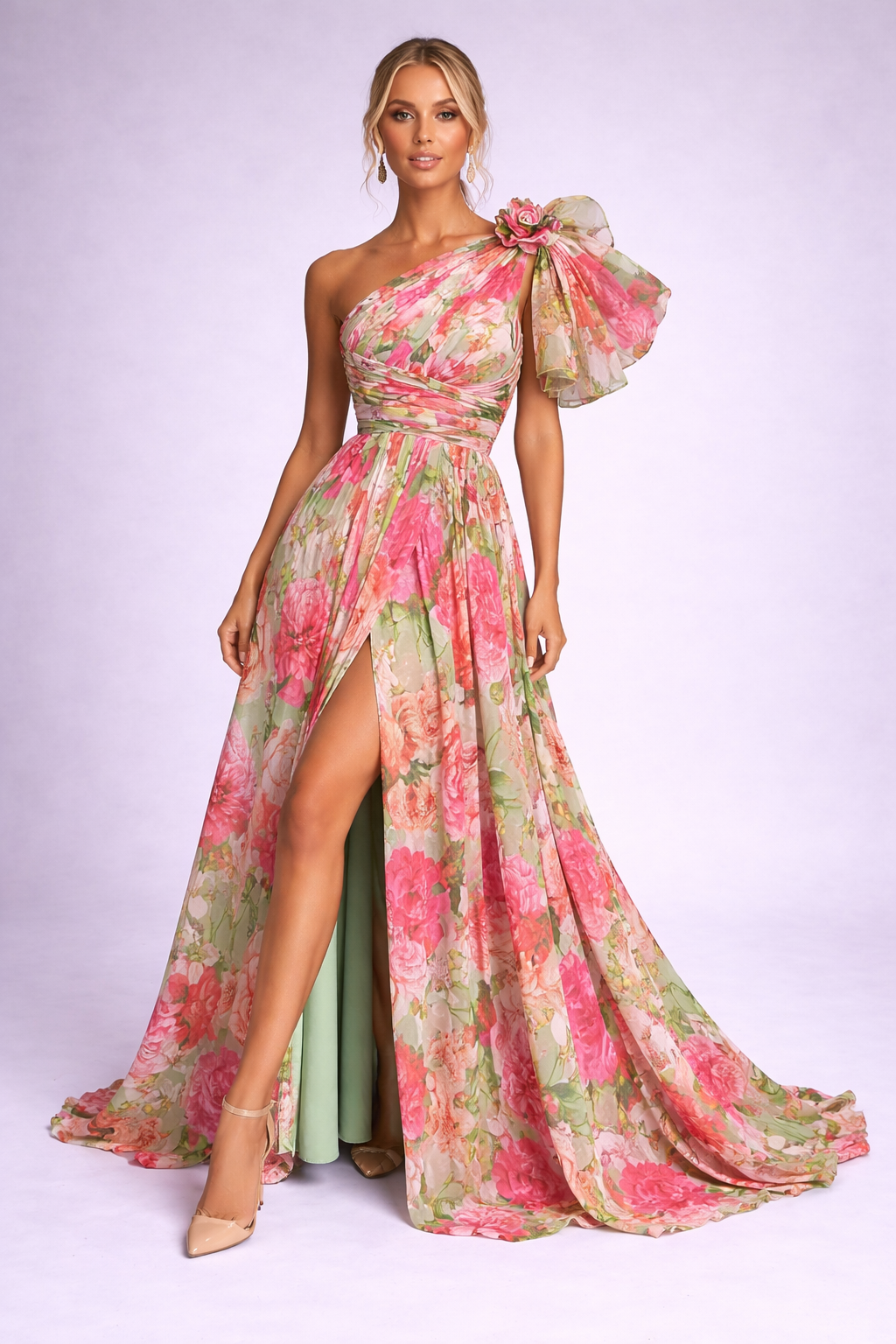 NOVA | Women’s Floral One Shoulder Maxi Dress – Flowy Spring Maxi Dress