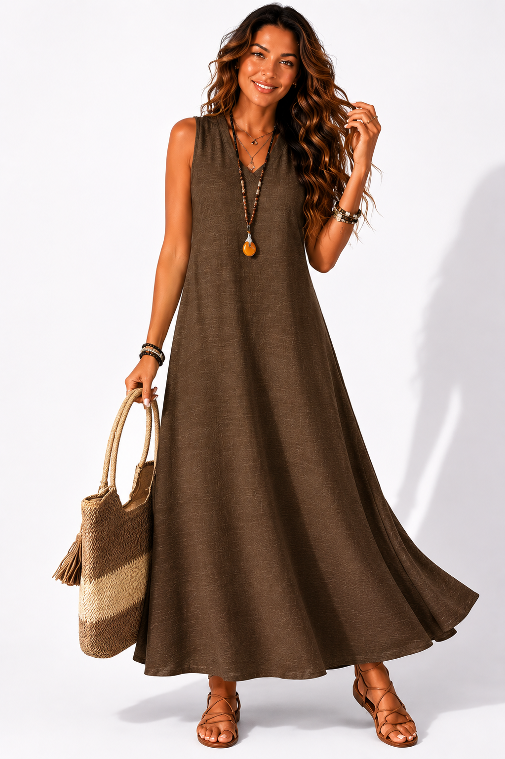 NOVA | Women's Boho Maxi Dress | Sleeveless Summer Holiday Beach Dress