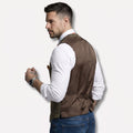 Men's Formal Vest Tailored Fit Plaid Suit V-Neck Waistcoat - angle