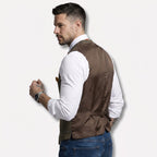 Men's Formal Vest Tailored Fit Plaid Suit V-Neck Waistcoat - angle