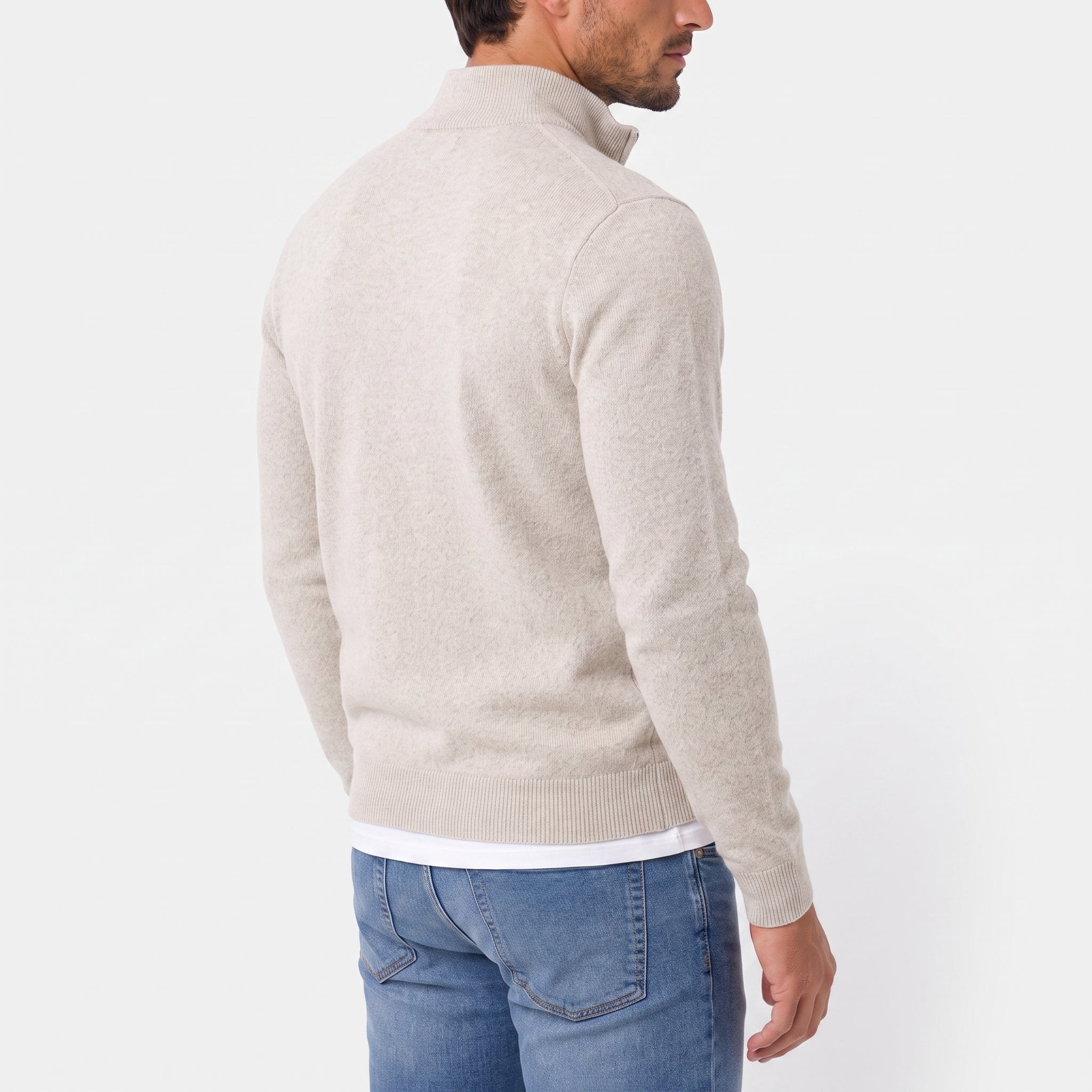 Knit Sweater with Supportive Fitted Silhouette and Quarter-Zip Neckline - angle