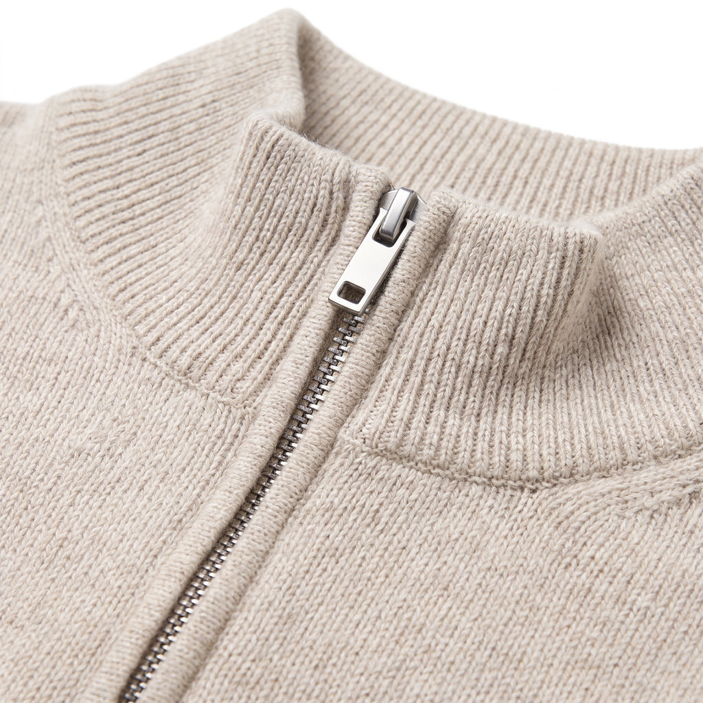 Knit Sweater with Supportive Fitted Silhouette and Quarter-Zip Neckline - detail