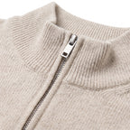 Knit Sweater with Supportive Fitted Silhouette and Quarter-Zip Neckline - detail