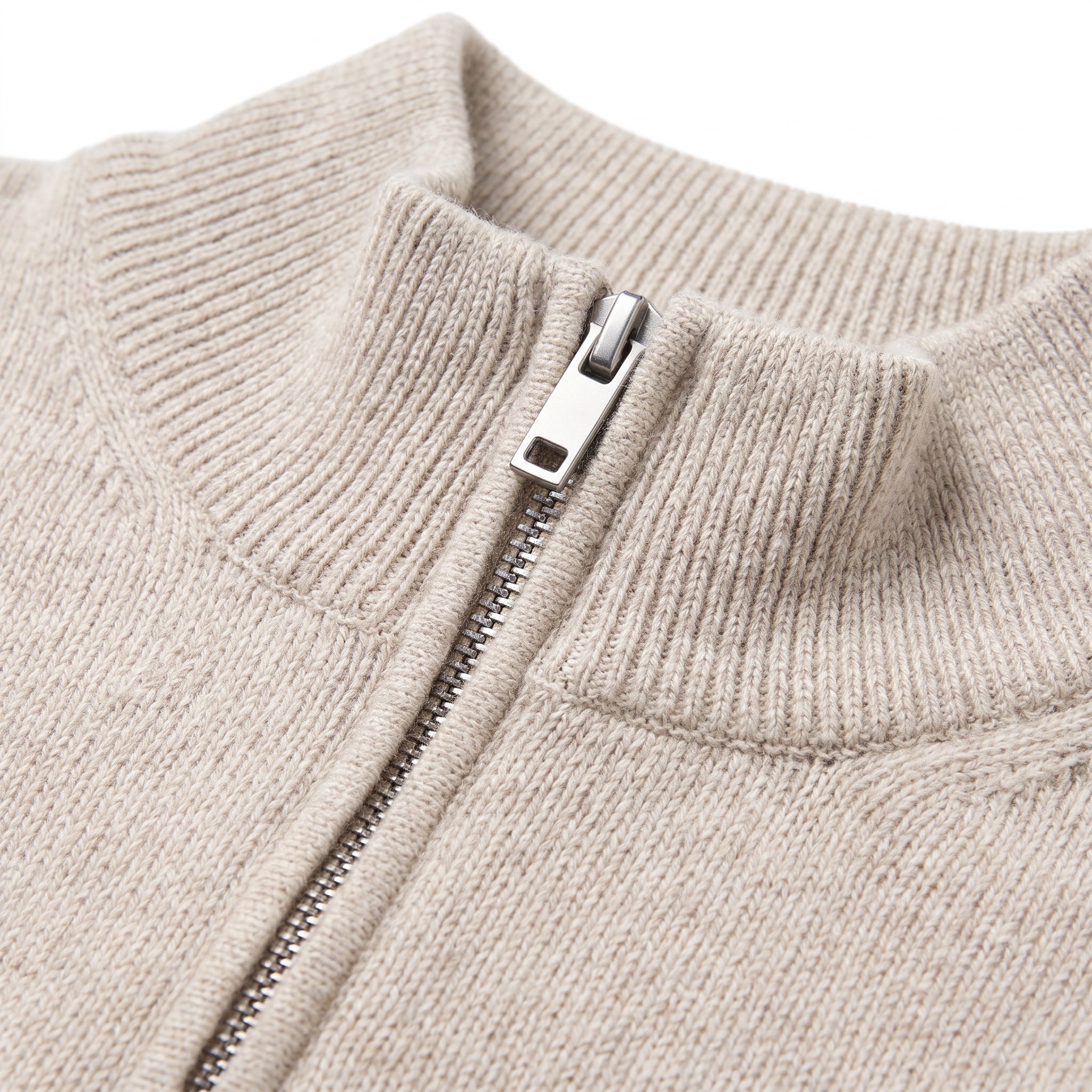 Knit Sweater with Supportive Fitted Silhouette and Quarter-Zip Neckline - detail