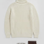 Men's Ribbed Knit Turtleneck Sweater Regular Fit Pullover With Classic Collar - scale