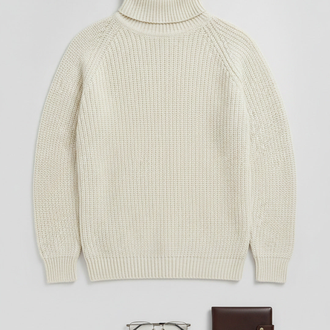 Men's Ribbed Knit Turtleneck Sweater Regular Fit Pullover With Classic Collar - scale