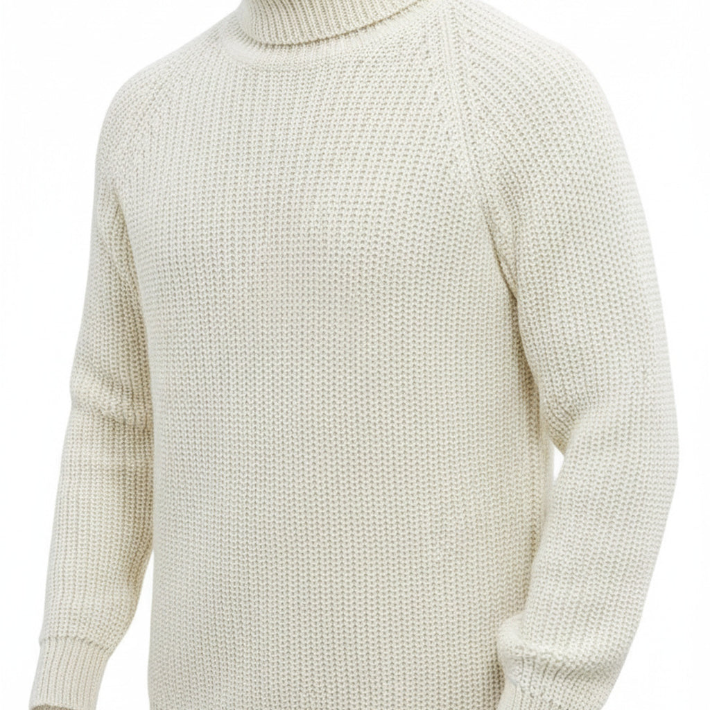 Men's Ribbed Knit Turtleneck Sweater Regular Fit Pullover With Classic Collar - studio