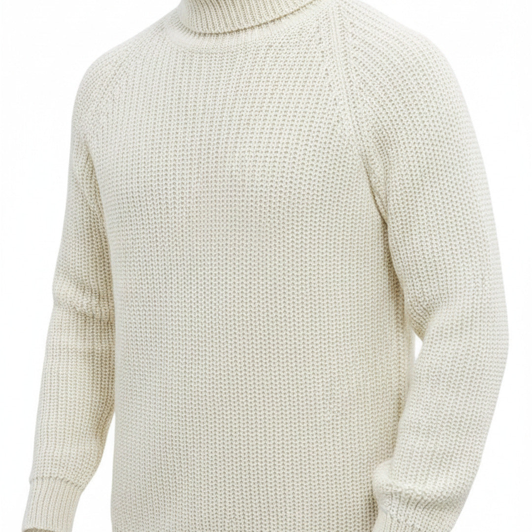 Men's Ribbed Knit Turtleneck Sweater Regular Fit Pullover With Classic Collar - studio