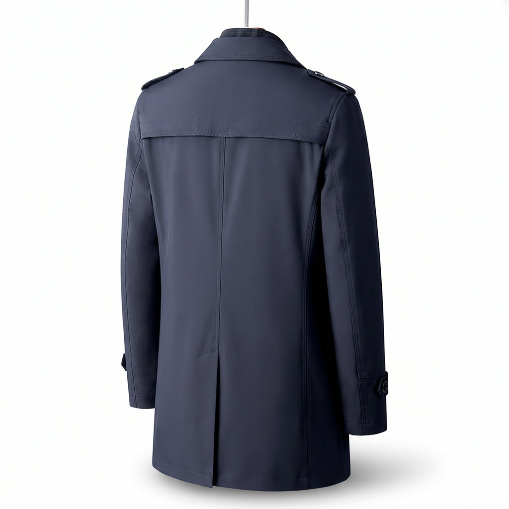 Trench Coat Men Long With Epaulets - angle