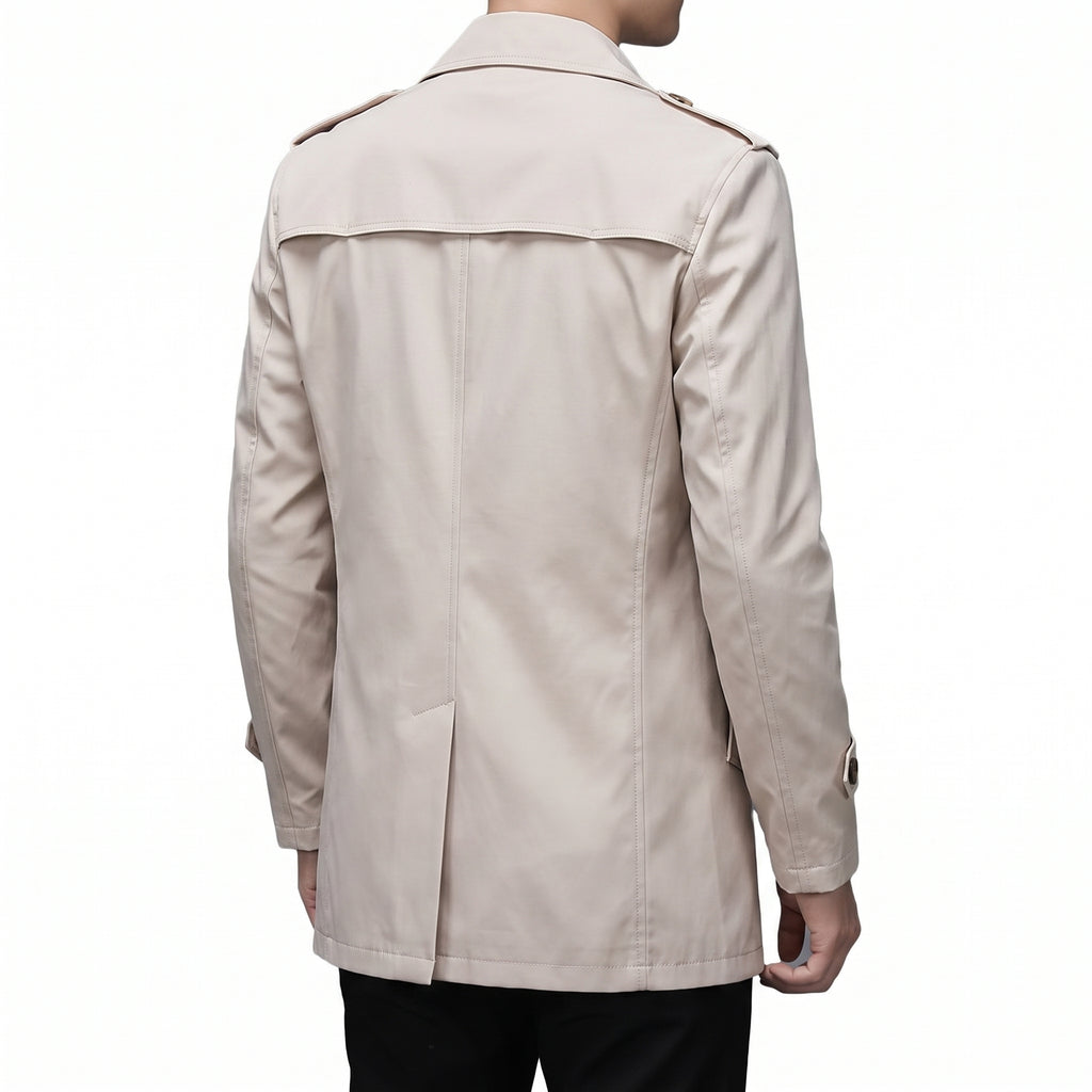 Trench Coat Men Single-Breasted Mid-Thigh Length - angle