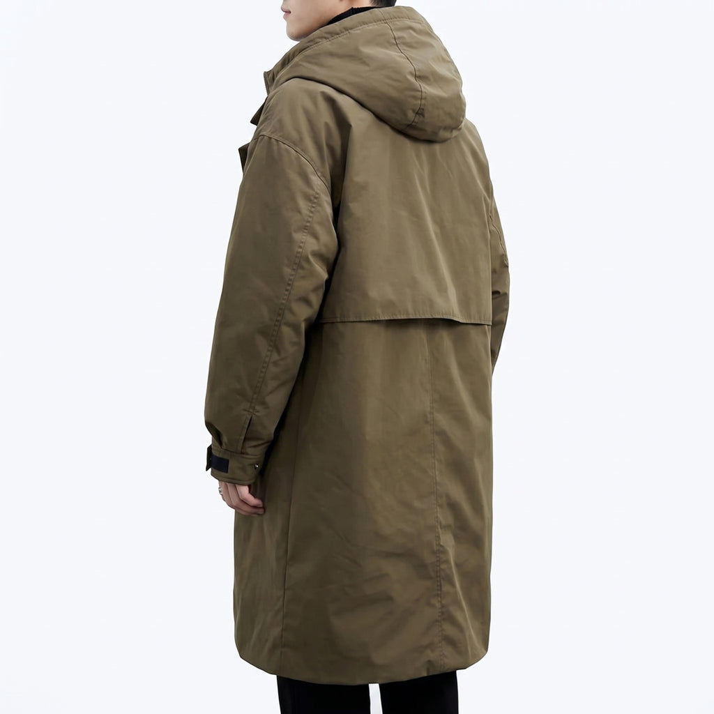 Trench Coat Men Full Length With Hood - angle