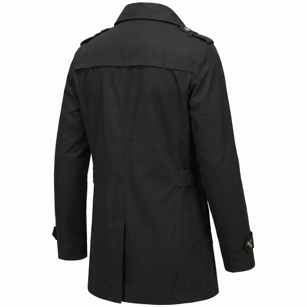 Trench Coat Men Single-Breasted With Epaulets - angle