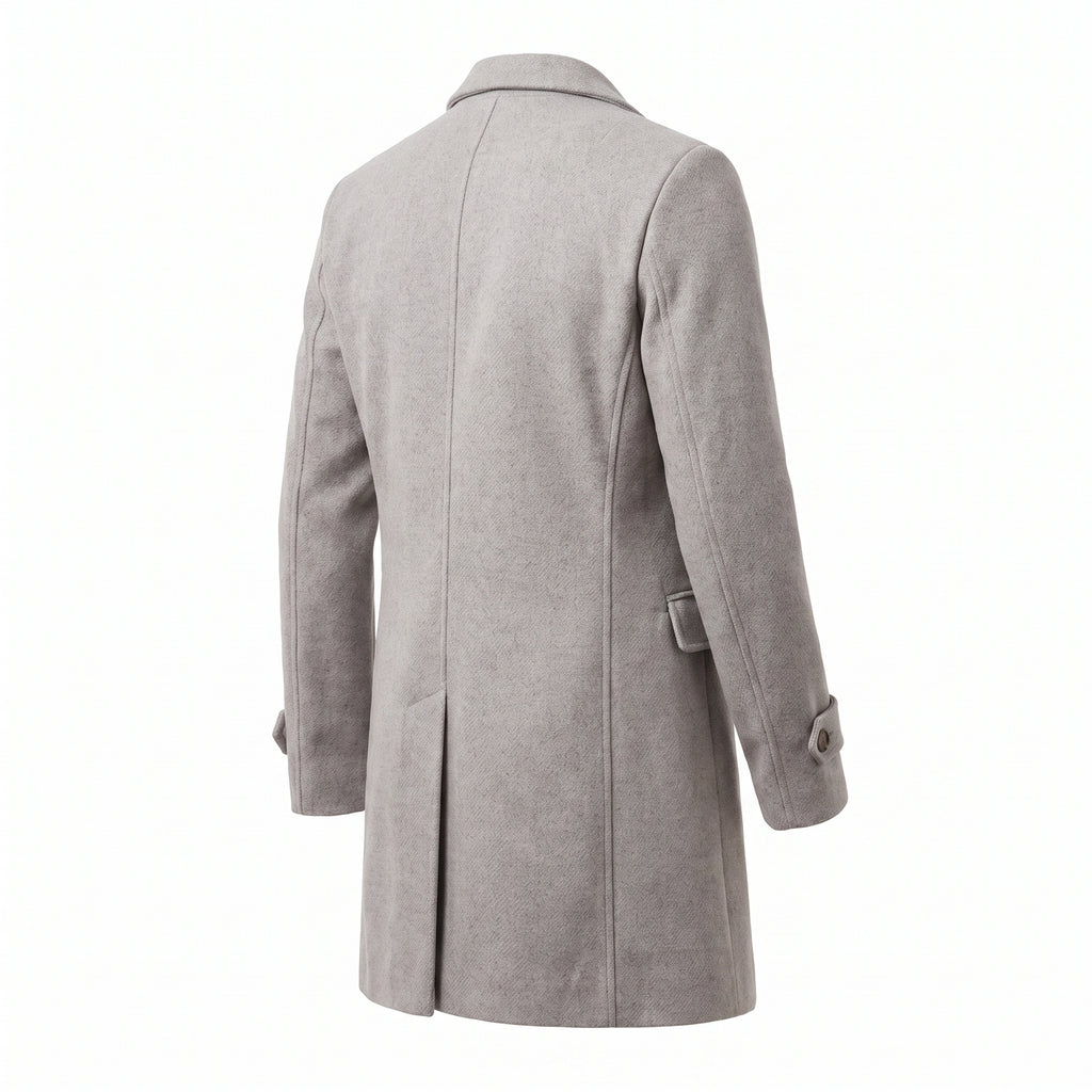 Trench Coat Men Long Single-Breasted Three Buttons - angle