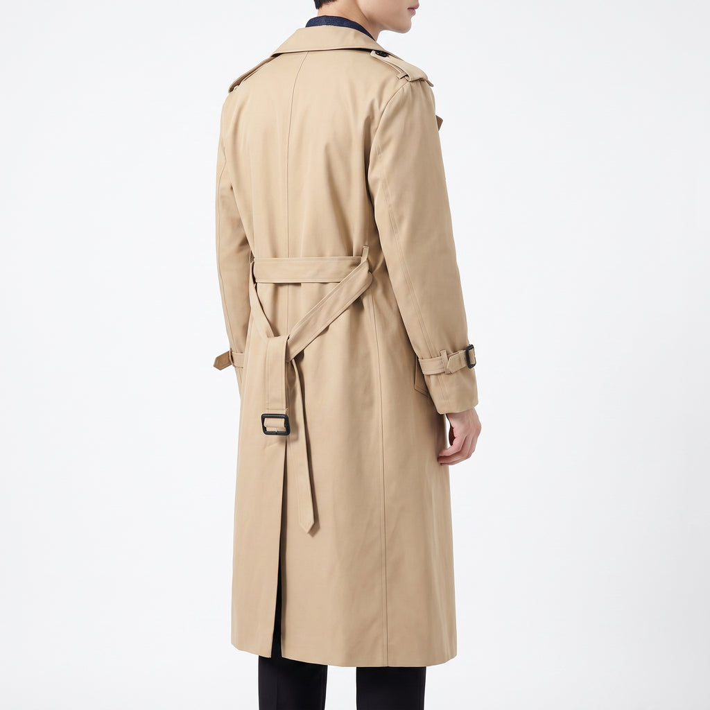 Trench Coat Men Long Double-Breasted - angle