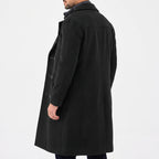 Men's Long Coat With Notched Lapels And Two Buttons - angle