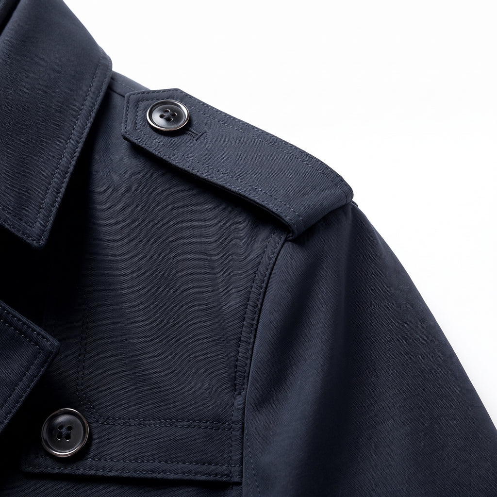 Trench Coat Men Long With Epaulets - detail