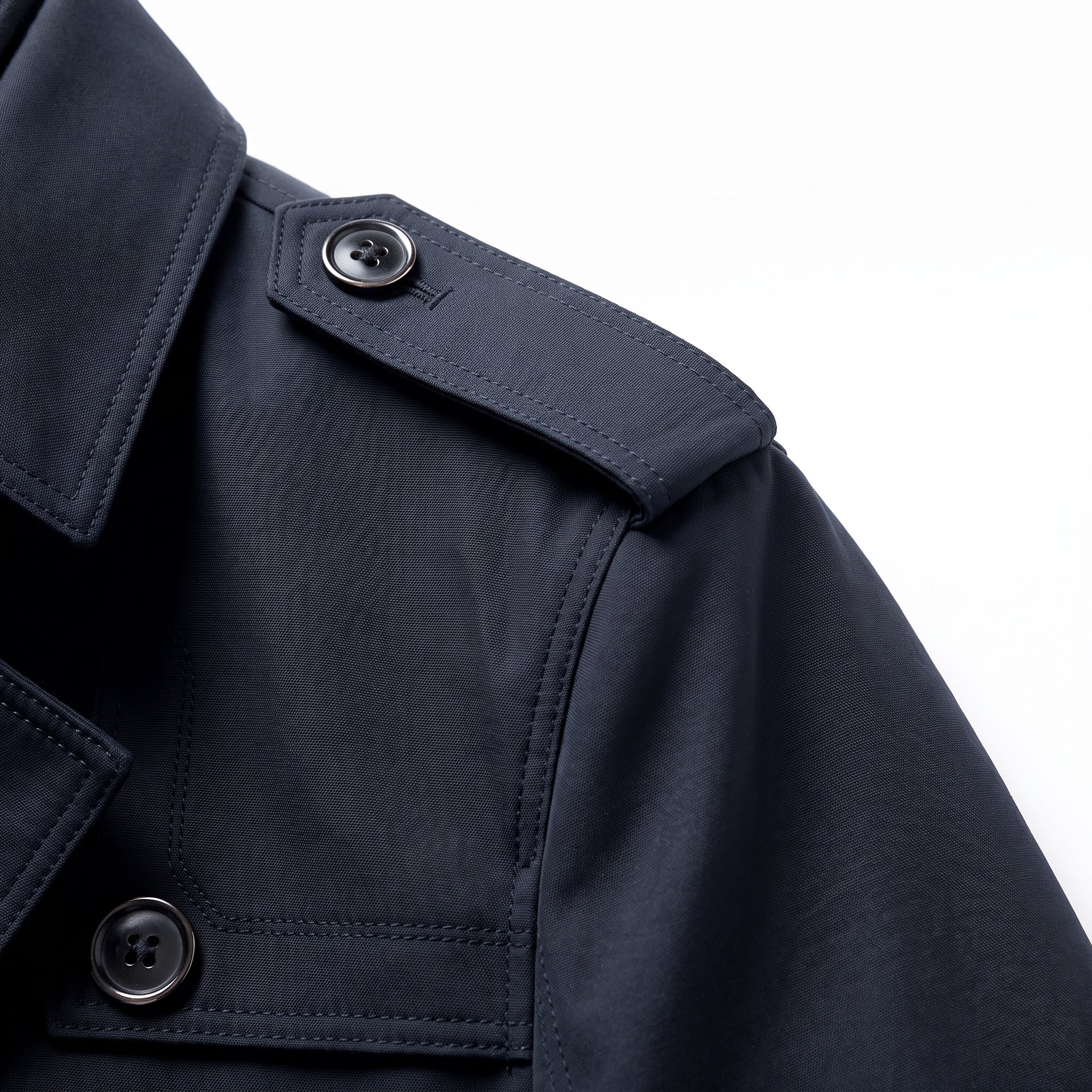 Trench Coat Men Long With Epaulets - detail