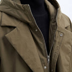 Trench Coat Men Full Length With Hood - detail