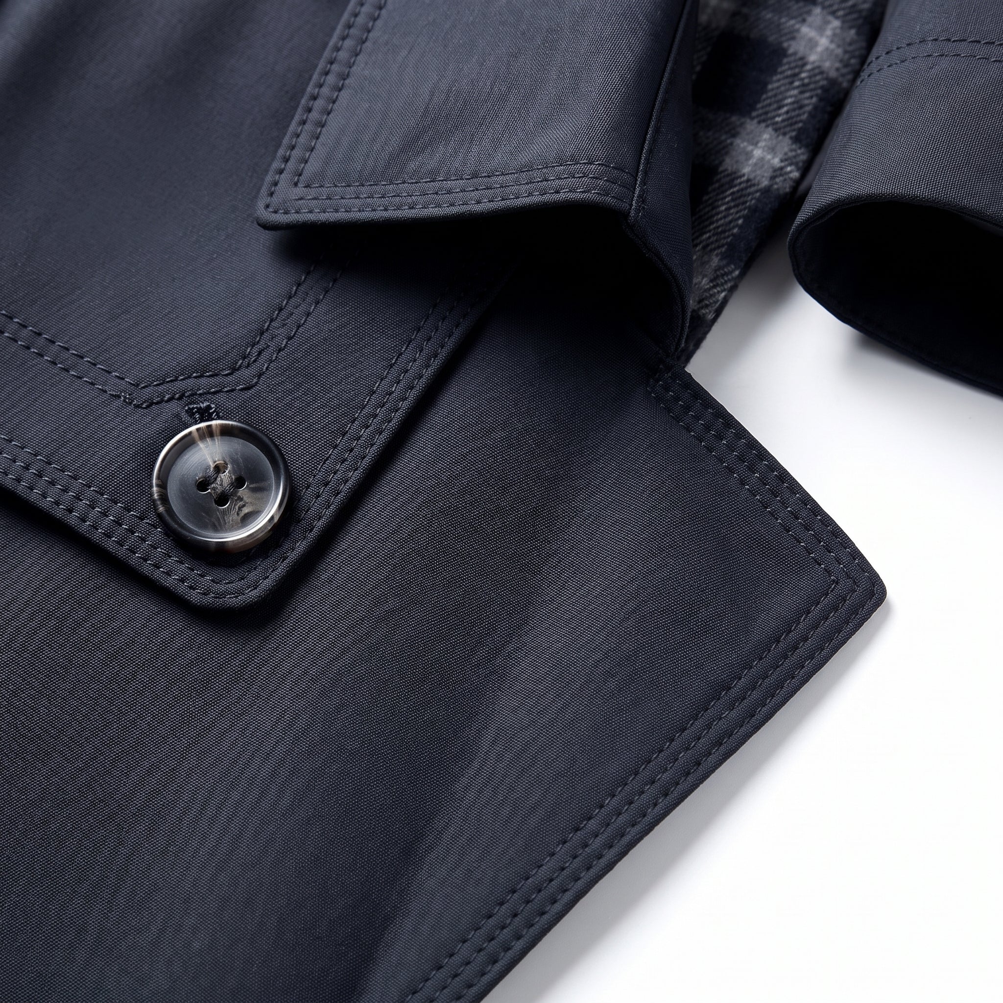 Trench Coat Men Double-Breasted Notched Lapel - detail