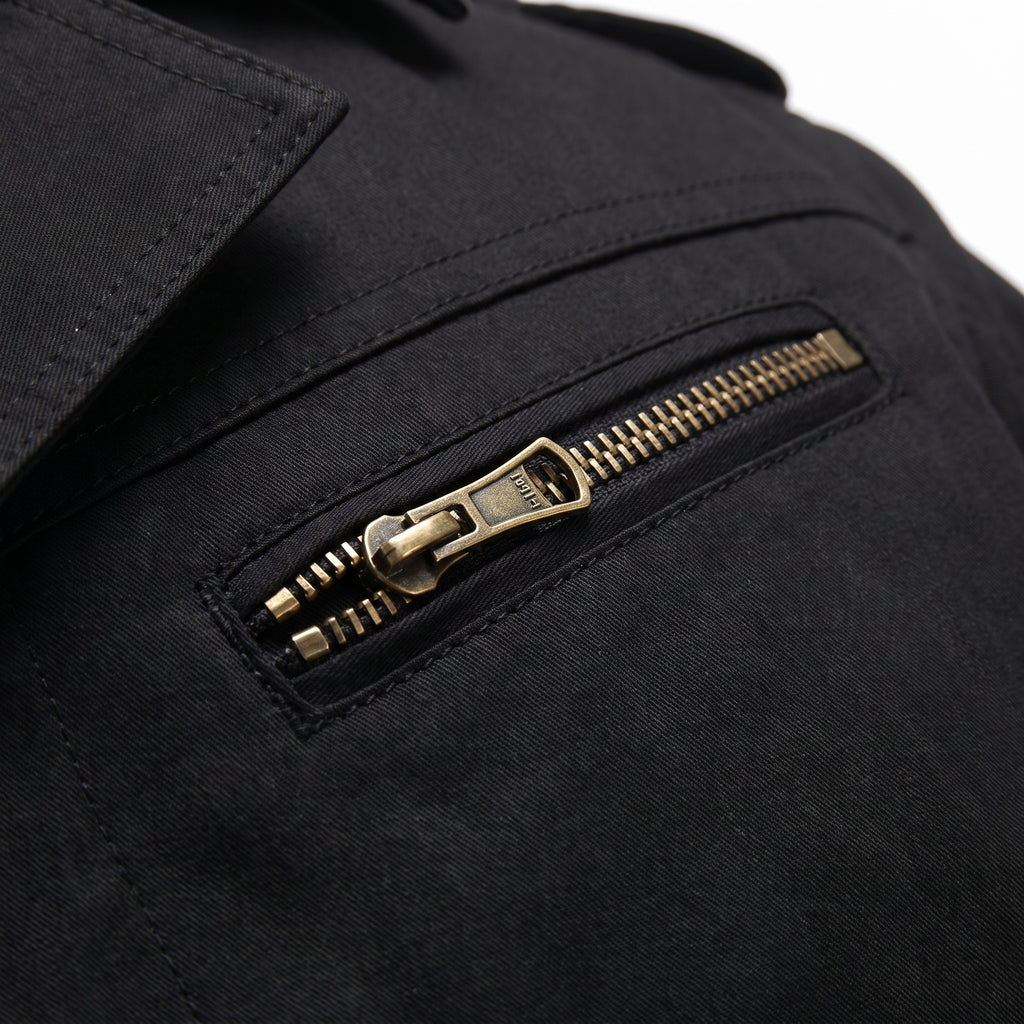 Trench Coat Men Single-Breasted With Epaulets - detail