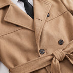 Trench Coat Men Short Belted With Lapels - detail