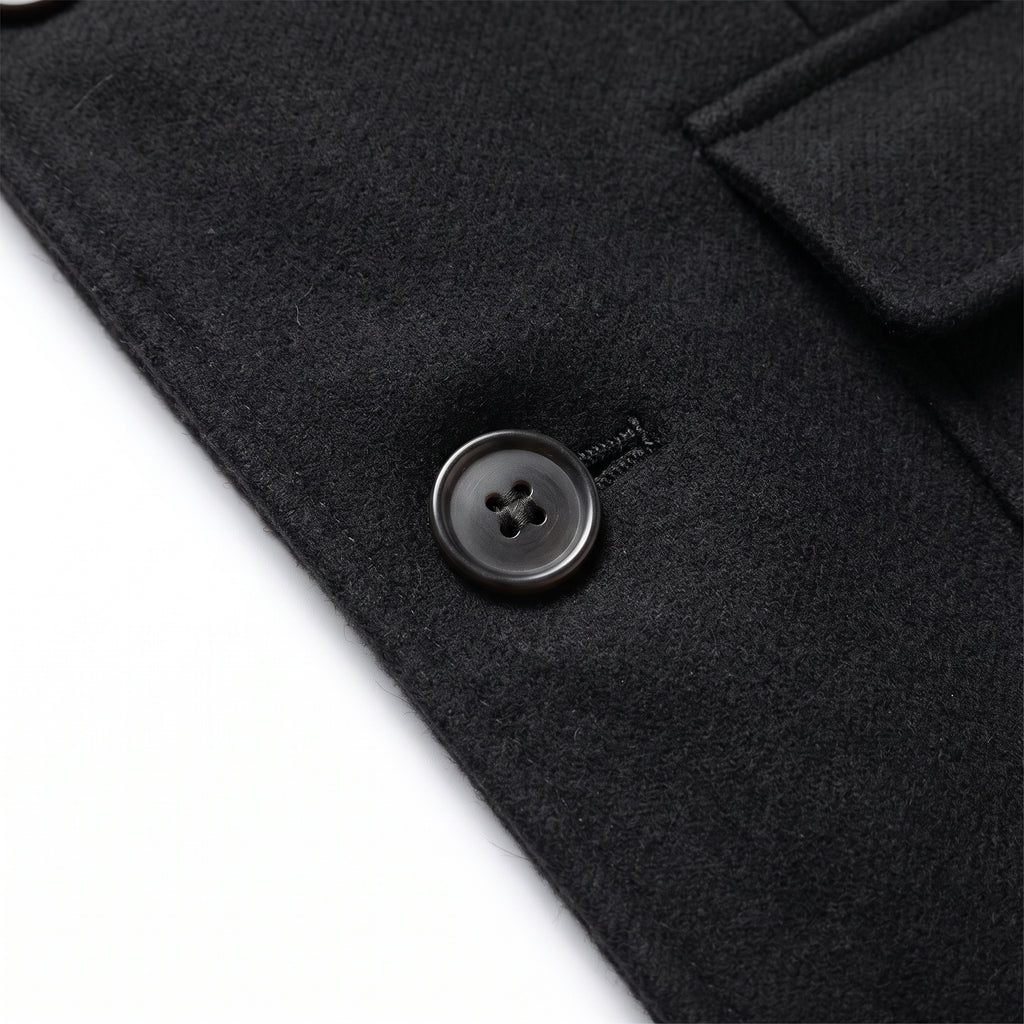 Men's Long Coat With Notched Lapels And Two Buttons - detail