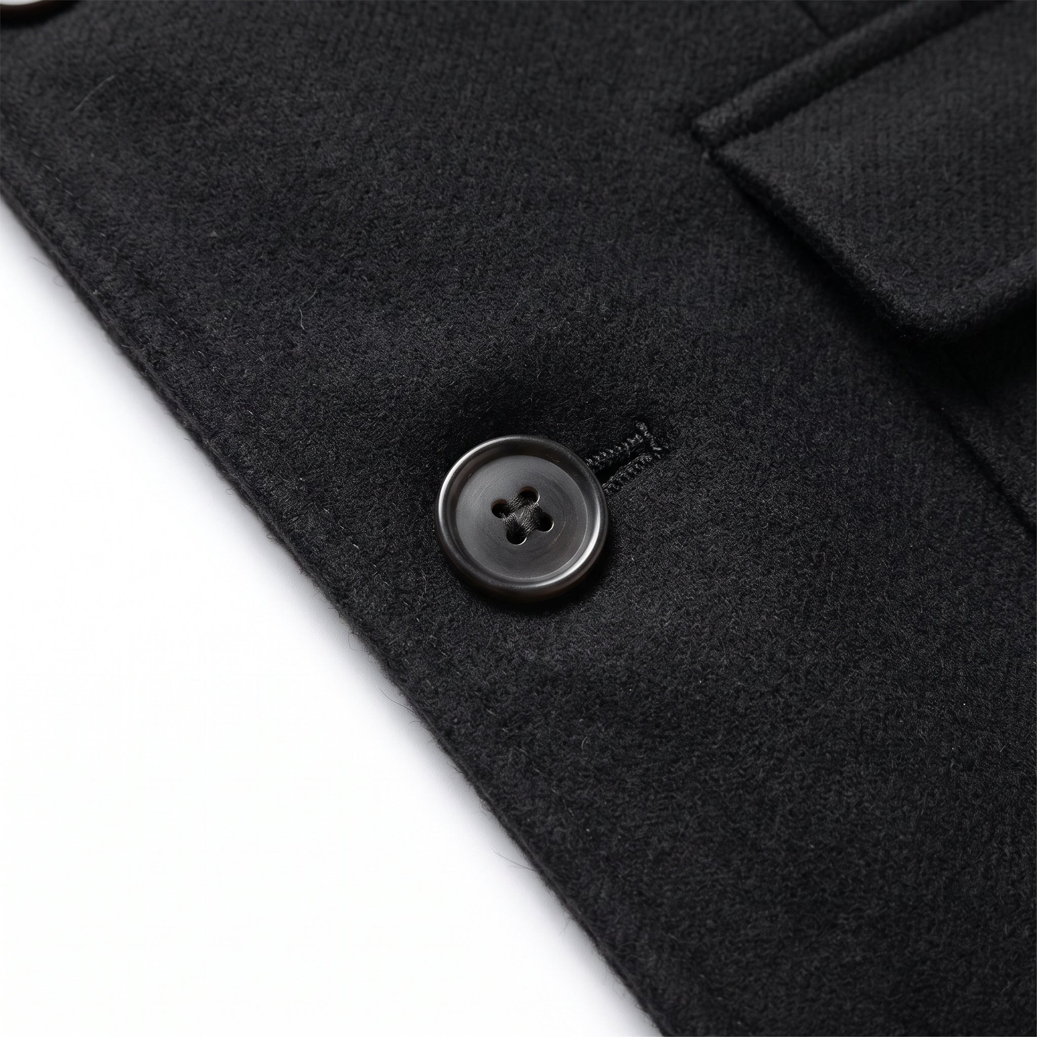 Men's Long Coat With Notched Lapels And Two Buttons - detail