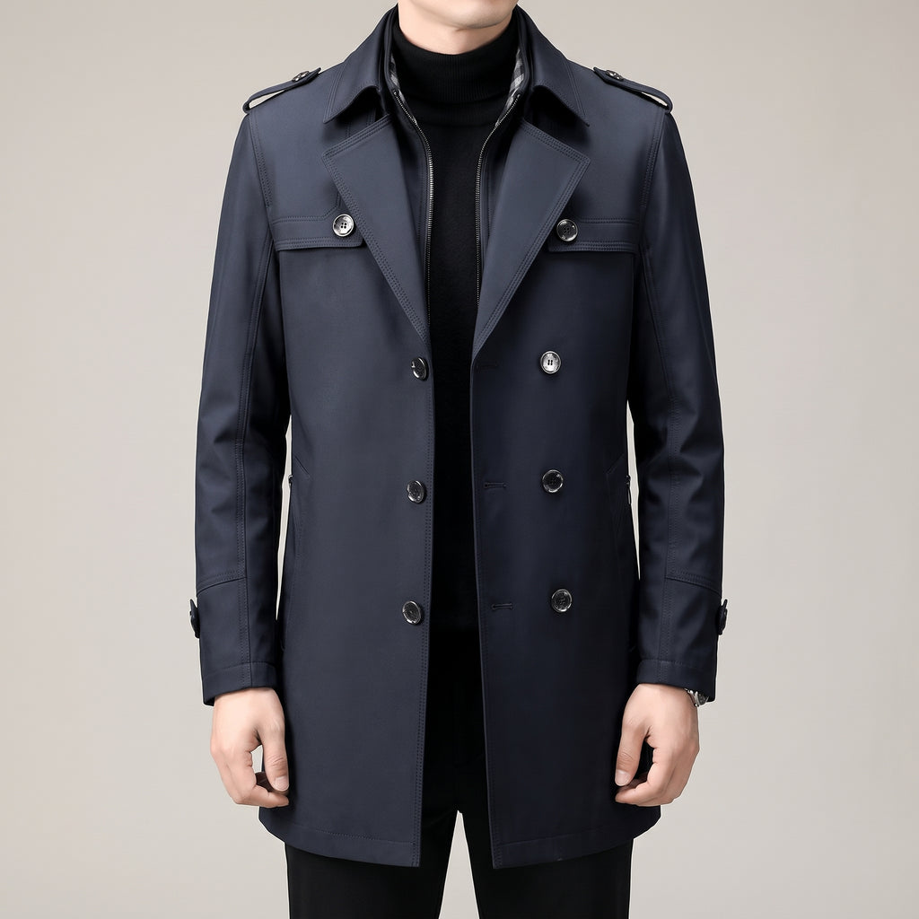 Trench Coat Men Long With Epaulets - hero