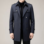 Trench Coat Men Long With Epaulets - hero