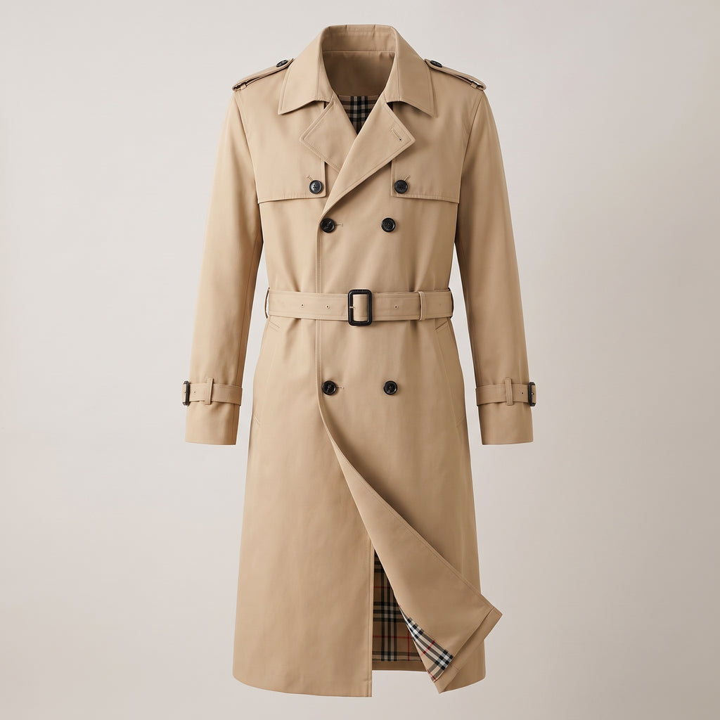 Trench Coat Men Long Double-Breasted - hero