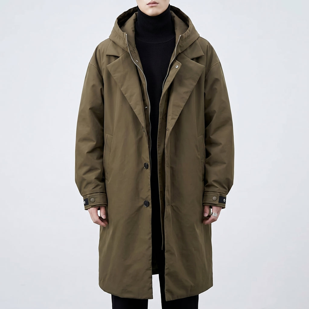 Trench Coat Men Full Length With Hood - hero