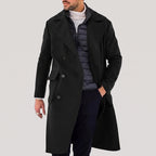Men's Long Coat With Notched Lapels And Two Buttons - hero