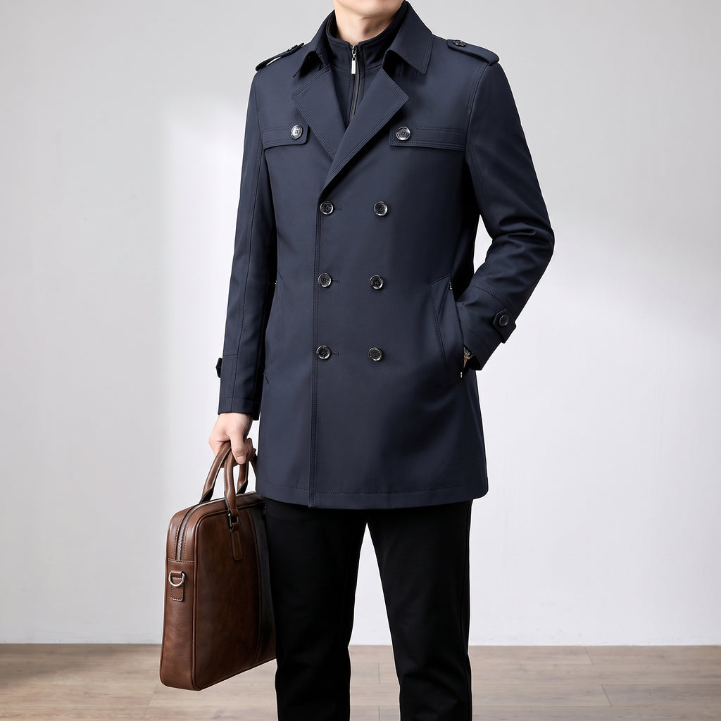 Trench Coat Men Long With Epaulets - scale